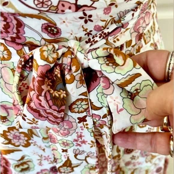 ECOWISH Wrap V Neck High Split Maxi Floral Boho Feminine Dress Women’s Small - Picture 13 of 15